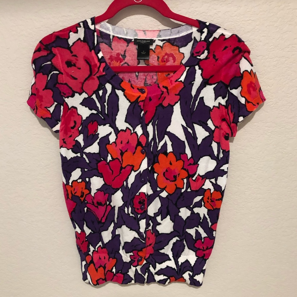 Ann Taylor Floral Cardigan Size S